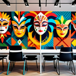 **

A vibrant digital mural in a co-working space, featuring overlapping images of diverse design tools (Figma, Adobe XD), Brazilian cultural symbols (e.g., Carnival masks, indigenous art), and abstract geometric shapes. Designers are collaborating around the mural, fully clothed in casual, creative attire. "Safe for work," "appropriate content," "professional," "family-friendly," perfect anatomy, natural proportions, dynamic composition, bright colors, high detail.

**